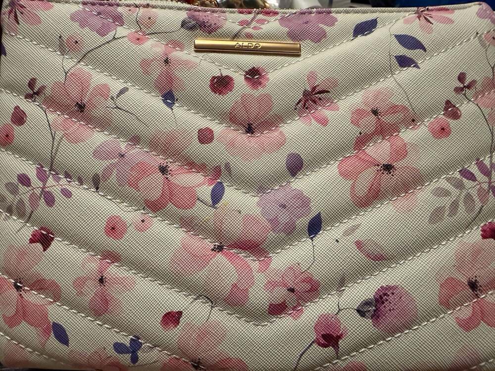 ALDO Floral Quilted Crossbody Bag with Gold Chain Strap